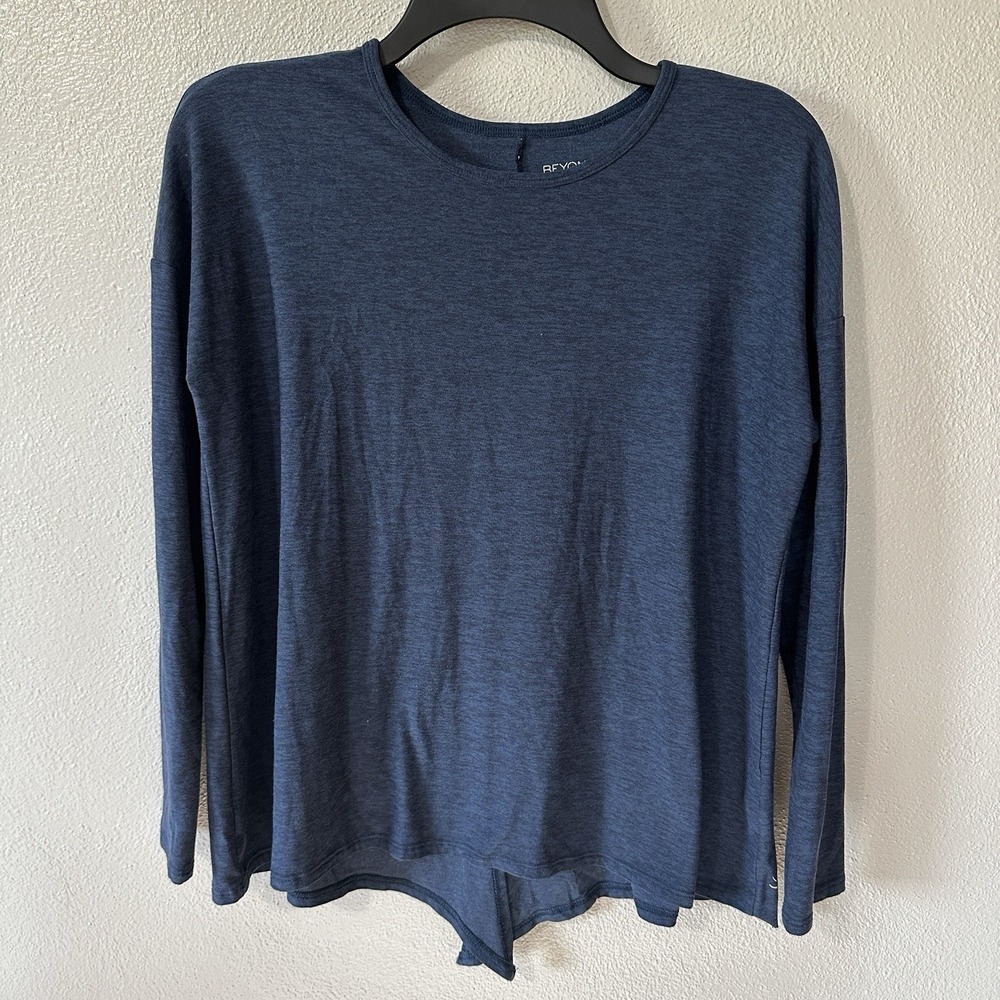 Beyond Yoga Featherweight Blue Heather Women's Size XS Long Sleeve Open Tie Back